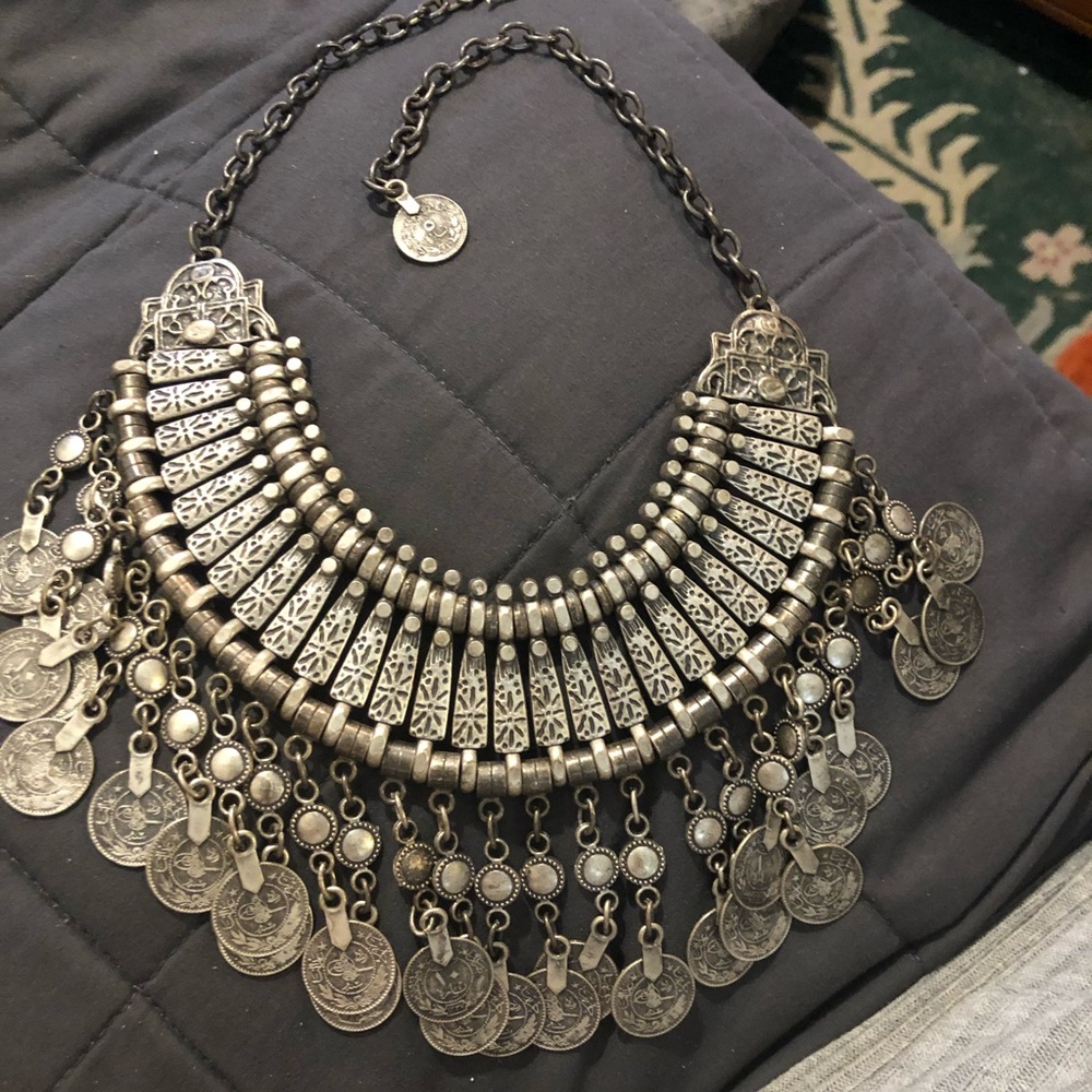 Rare Silvertone Free People choker Statement Necklace